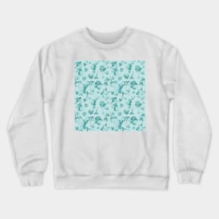 Lady Kitty Toile, Teal Crewneck Sweatshirt